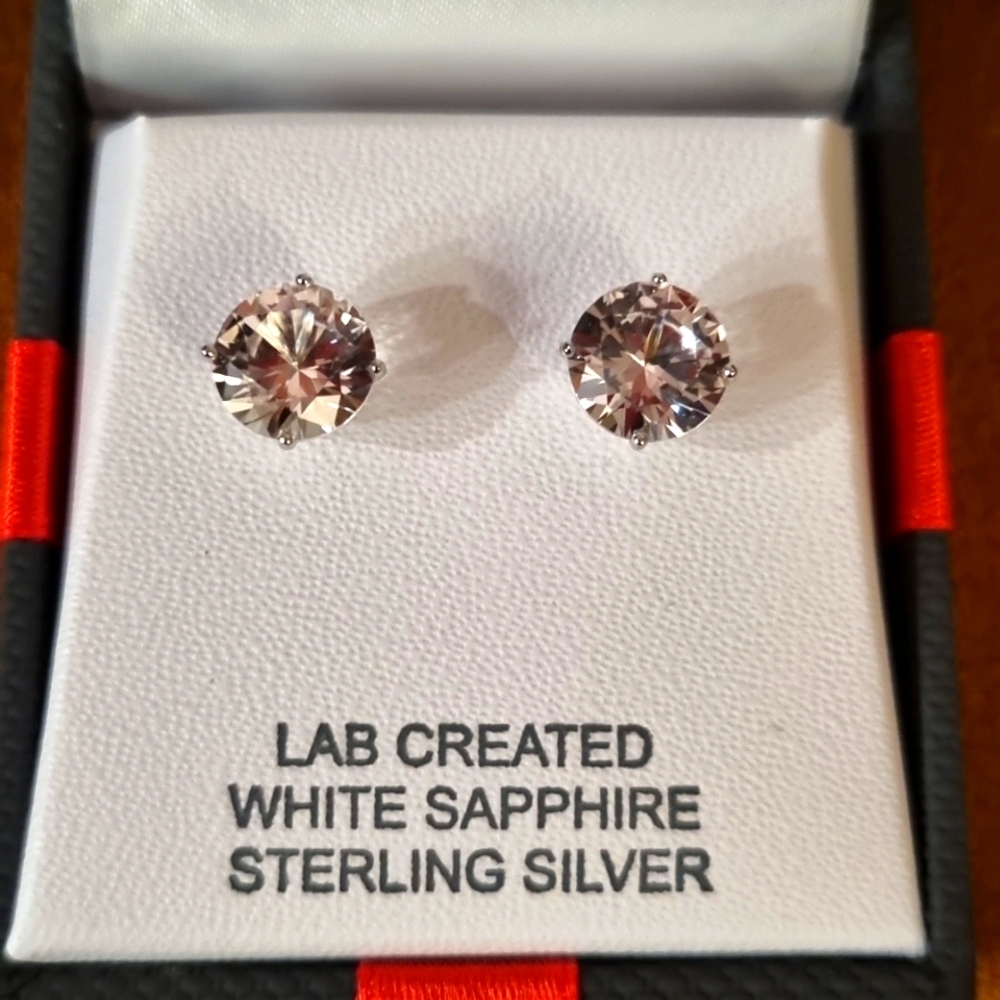 White Sapphire Sterling Silver Stud Earrings